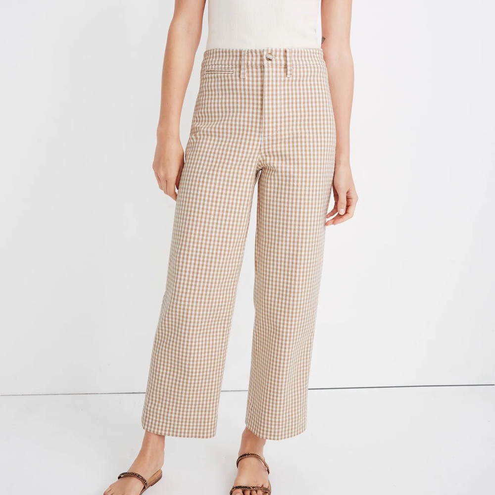 Madewell Tan Gingham Emmett Pants